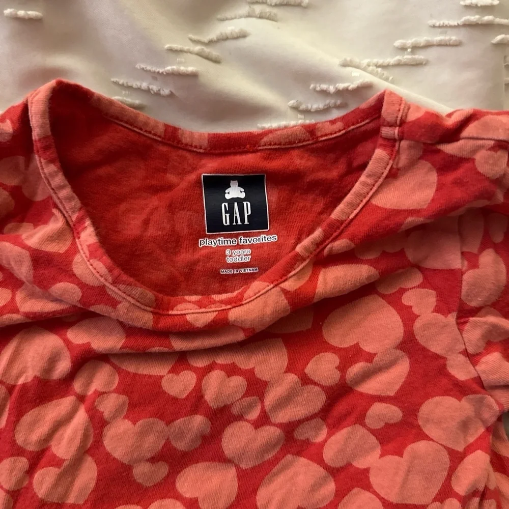 GAP Red Heart Long Sleeve Kids Tee